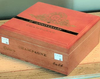 Wooden Cedar Wood Empty Cigar Box Perdomo Reserve Original Inside Lid Label Excellent condition Tobacciana Collector Trinket Box Humidor