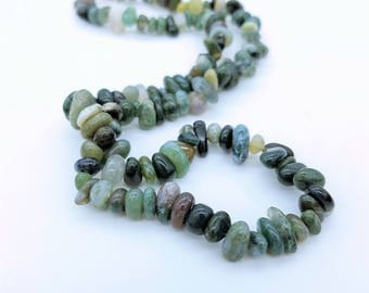 Beaded Green Agate Necklace with Lobster Claw Clasp - 19"