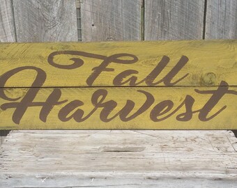 Fall Harvest Rustic Farmhouse Autumn Sign, Wood Decor Wall Art