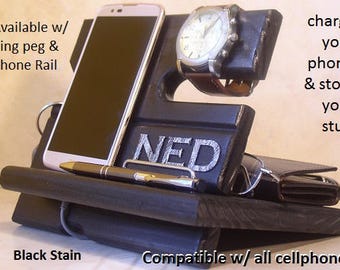 Fathers Day Gift from Wife, Anniversary Gift, Birthday Gift, Gift from Wife, Docking Station, iPhone Stand, Valet Organizer, Husband Gift