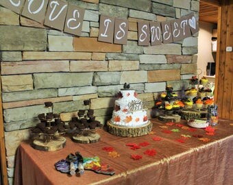 Wooden Slabs, wood cake stands, cedar wood decor, natural decor, woodlands theme, fall decor