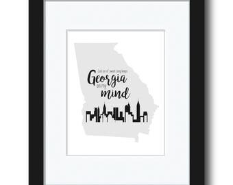 Georgia State Outline Art Print - Georgia on My Mind