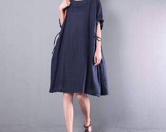 Women Loose Cotton Dress Plus Size Dress Leisure Dress Summer