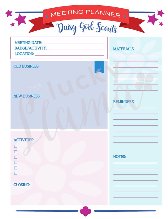 girl scout meeting agenda template