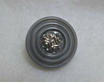 5 Czech glass buttons - gray - 18mm