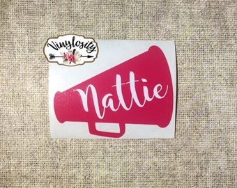 Cheerleading Decal | Cheerleader Decal | Megaphone Decal | Personalized Decal | Monogram Decal | Yeti Decal | Car Decal | Vinyl Decal