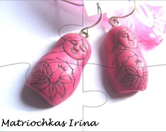 Earrings # dolls Matriochkas # unique # Parma # purple # gift # # child girl