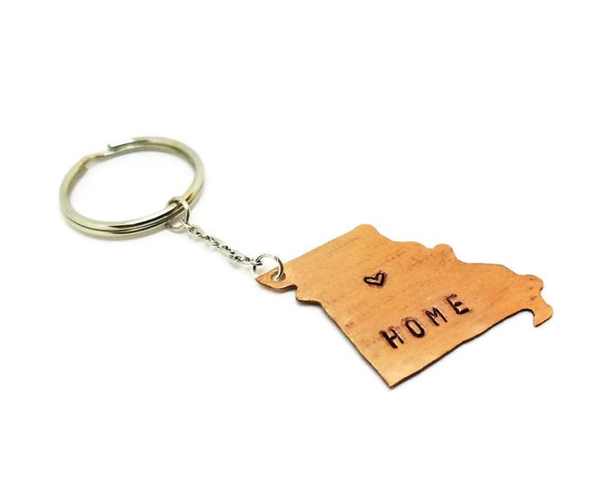 Copper Missouri Key Chain, Home Keychain, Hand Stamped Key Chain, Unique Birthday Gift, Missouri Gift, State Key Chain