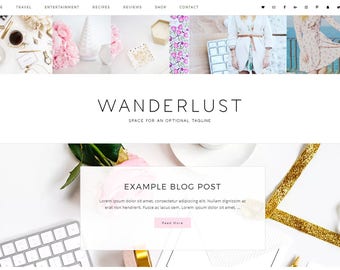 Responsive Wordpress Theme Wanderlust -Ecommerce - Genesis Child Theme - Wordpress Template - Wordpress Blog - Blog Design