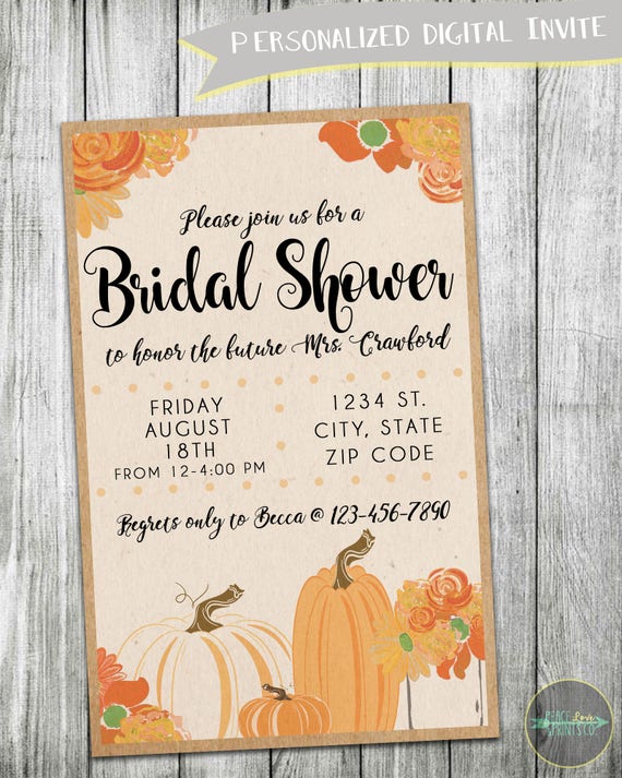 Pumpkin Bumpkin Wedding Bridal Shower Invitation Digital