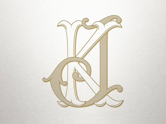 Antique Monogram Alphabet JK KJ Antique Monogram Digital