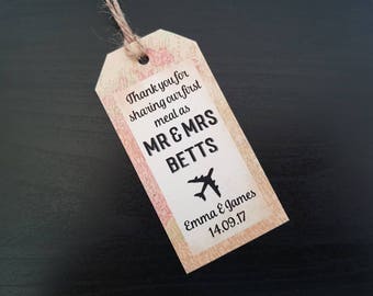 Map Print Tags - Vintage Map Wedding Stationery - Travel Theme Wedding - Old Map Design - Vintage Travel Wedding - First Meal Tags