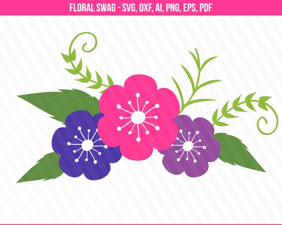 Floral swag svg cutting files Flower svg dxf Garland svg