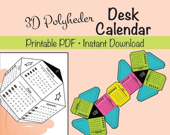 2017 Polyheder 3D Desk Calendar Printable for Kids and Adults