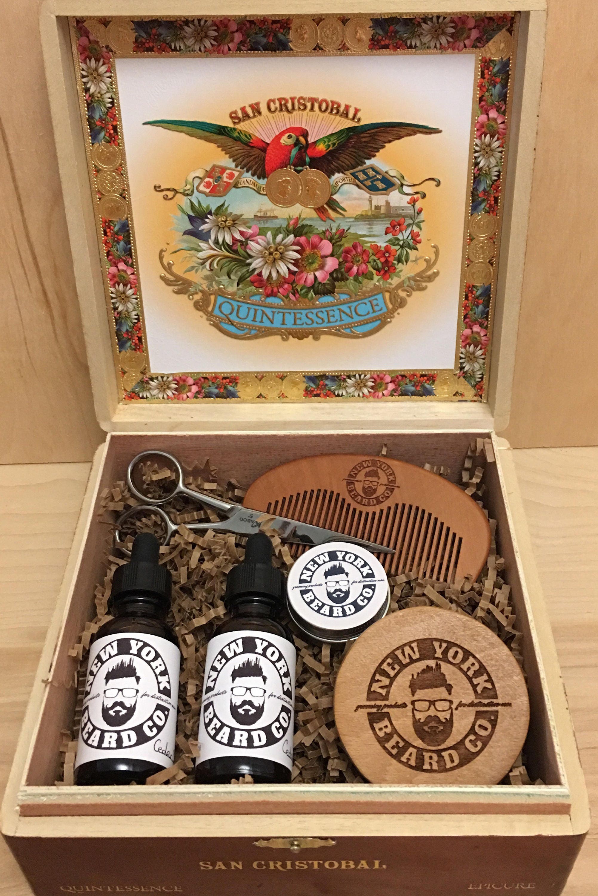 Cigar Box Beard Oil Gift Set Heavy Duty Box