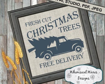 Christmas svg, old truck svg, christmas tree svg, old truck with tree digital download .studio3 file svg eps ai pdf files all included