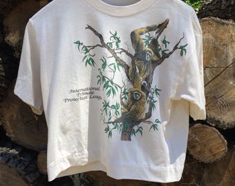 Vintage 1985 Internatinal Primate Protection League Crop Top Shirt Sz M USED
