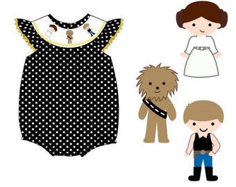 PREORDER Star Wars Smock Ruffle Bubble, dashingvacations, toddler, Han Solo, baby bubble, vacations