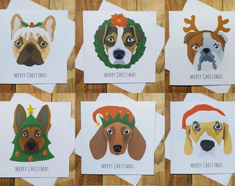 Dog christmas cards | Etsy