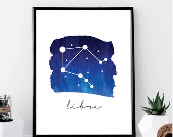 Libra Constellation Print // Minimalist // Wall Art // Typography // Fashion // Scandinavian // Boho // Modern Office