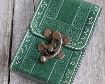 Green Tarot deck box Tarot bag Original Rider Waite Tarot leather case Leather pouch Divination tools Tarot Card holder Leather bag
