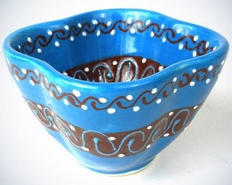 Hand Painted Dip Bowl in Azure Blue