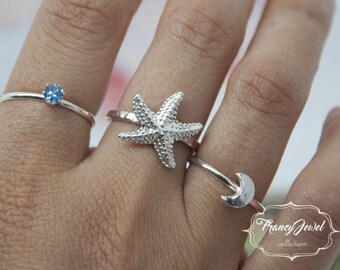 Sea star, sea star ring, made in Italy, sea jewelry, sea ring, summer vibes, made in Argentium Silver, boho chic ring, boho style, boho ring
