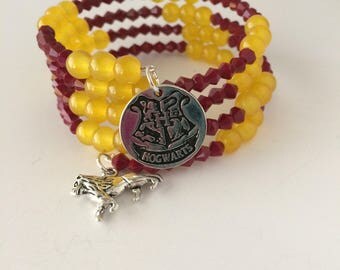Gryffindor Bracelet, Gryffindor House Bracelet, Harry Potter Bracelet, Harry Potter Jewelry, Gryffindor Jewelry, Lion Bracelet, Harry Potter
