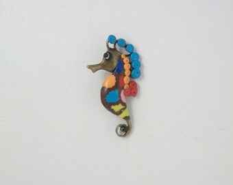 Bronze sea horse polymer clay and metal PENDANT seahorse Piece for creation. 1 seahorse