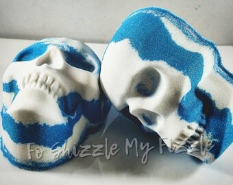 Salty Sailor Bath Bomb, Cool Water Type, 8.2-8.7 Ounces, Skull Bath Bomb, Blue Bath Bomb, Bath Art, Aromatherapy, Gifts for Her