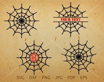 Spider Web SVG, Cobweb Monogram SVG, Web Clipart Shirt SVG Silhouette Cricut Cut Files Commercial and Personal Use - svg, dxf, eps, jpg, png