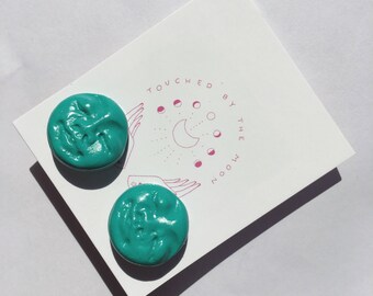 MOON FACE STUDS // sterling silver in 'Emerald'