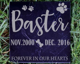 Personalized Pet Memorial Stone - Customized Headstone for Your Pet Companion - In Our Hearts D13