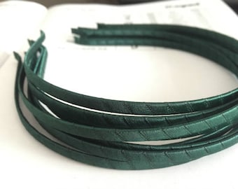 10pieces dark green satin metal hair headband covered 5mm wide