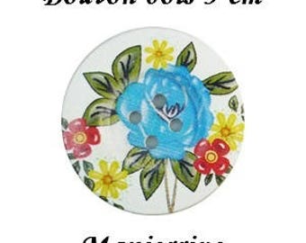 2 buttons wood 5 cm flower II