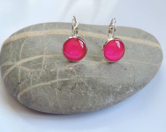 Earrings neon pink nail polish cabochon ღ ღ