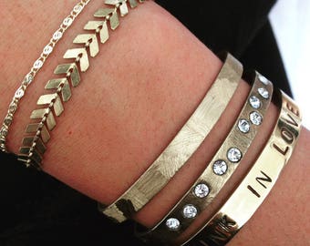 Golden brass chevron chain bracelet