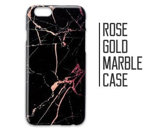 Rose Gold Marble Phone Case for iPhone 7 Plus 6 6s 5 5s 5c + Black and Rose Gold