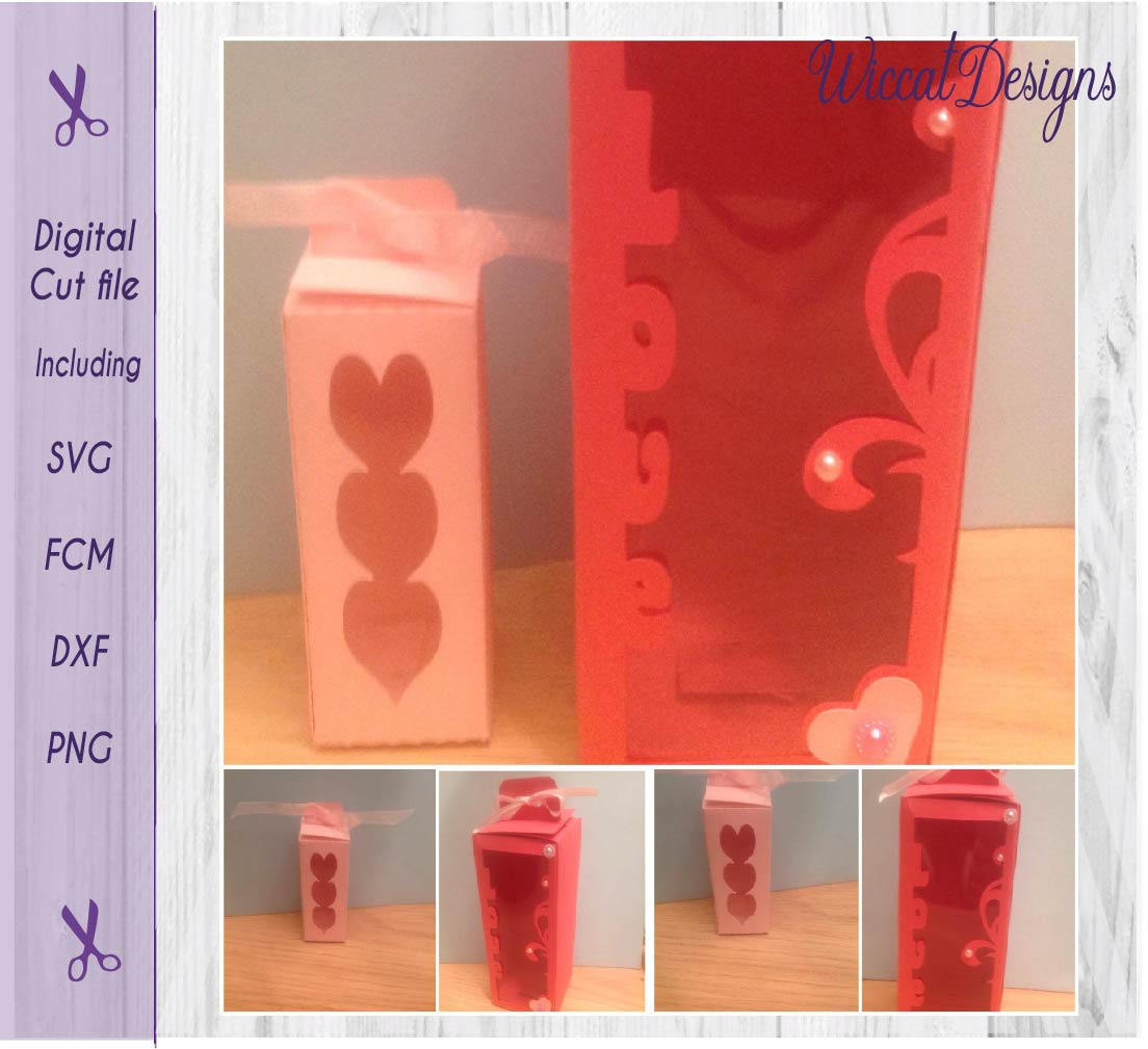 Wine Gift Box Svg Wine Box Svg Valentine Gift Box Wine Glass Svg Papercraft Paper Template Wine Glass Gift Box Template