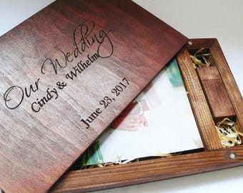 Wedding Wooden Photo Box 4''x6''(10x15 cm) with 8/16/32gb Usb wedding album Photographer Packaging Photo Album Photo Album Photo Book