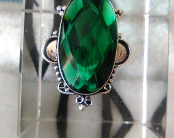 NEW FACETED GREEN Tourmaline 925 Silver Pendant 1.87"