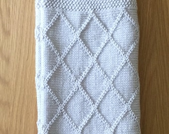 Hand knitted Baby Blanket/ Pram Blanket/Stroller Blanket/Mosses basket blanket/READY TO SHIP/Baby Gift/Baby Shower Gift