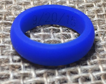 PERSONALIZED Name or Date! Women Silicone Ring! Custom Fitness Rubber Wedding Band!