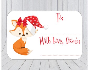 36 x Christmas gift stickers, Christmas gift labels, Cute Christmas stickers, Xmas labels, Xmas stickers, Woodland christmas labels, 107