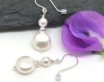 Pearl Earrings, Sterling Silver, Gift For Her