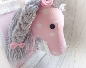 Nursery decor, unicorn head, unicorn decoration, mounted unicorn, pink unicorn, glitter unicorn,