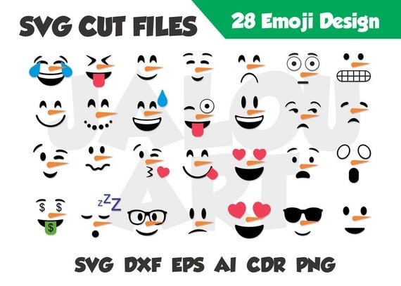 Snowman Emoji Santa Bundles Emijo Svg Smile Cricut Letters Cut File Dxf Eps