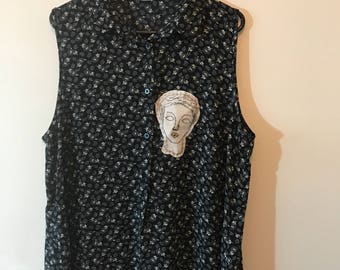 Cotton On collared top with appliqué embroidery