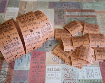 30 Vintage Bus Tickets Orange Brown Burton Corporation