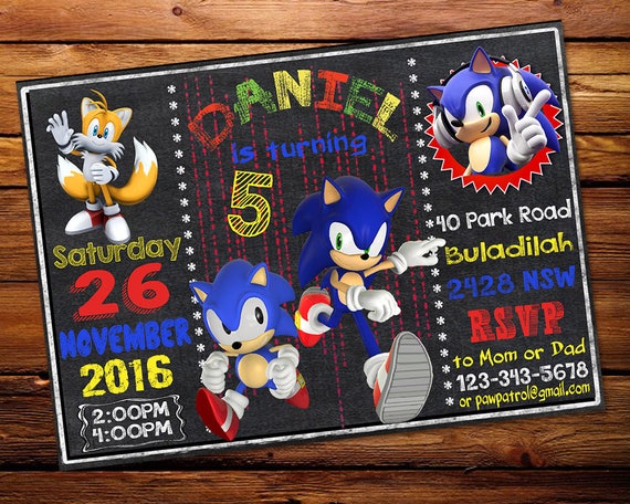 sonic the hedgehog invitation sonic the hedgehog birthday